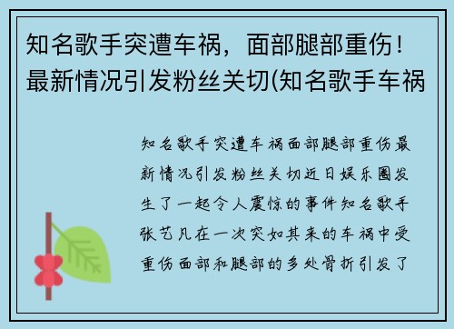 知名歌手突遭车祸，面部腿部重伤！最新情况引发粉丝关切(知名歌手车祸致人死亡)